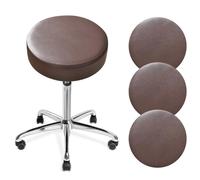 DONGKER Housses de Tabouret Rondes,4 Pièces Housses de Siège de Tabouret de Bar Imperméables en PU avec Bandes Élastiques pour Chaise Ronde de Bar de Diamètre 11"-14"