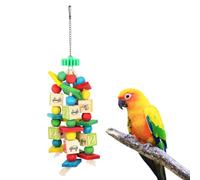 DONGKER Jouet a Mâcher en Bois pour Oiseaux,Blocs a Mâcher Suspendus pour Perroquets Gris D'Afrique,Cacatoès,Calopsittes,Aras,Conures,Perruches