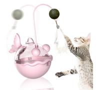 DONGKER Jouet Interactif pour Chat,Balle Distributrice de Friandises avec Plumes,Queue et Clochette pour Chatons,Chats de Petite,Moyenne et Grande Taille (Herbe a Chat Non Incluse)