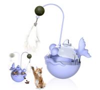DONGKER Jouet Interactif pour Chat,Balle Distributrice de Friandises avec Plumes,Queue et Clochette pour Chatons,Chats de Petite,Moyenne et Grande Taille (Herbe a Chat Non Incluse)
