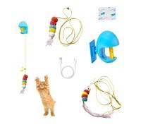DONGKER Jouet Interactif pour Chat,Jouet a Plumes Rétractable Automatique a Suspendre a la Porte pour Chatons,avec Cordon Rétractable de 1,5 M et Ornements pour la Queue