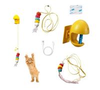 DONGKER Jouet Interactif pour Chat,Jouet a Plumes Rétractable Automatique a Suspendre a la Porte pour Chatons,avec Cordon Rétractable de 1,5 M et Ornements pour la Queue
