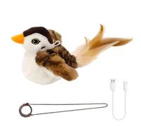 DONGKER Jouet Interactif pour Chat,Rechargeable,avec Son Gazouillis Réaliste et Son Cordon Élastique,Batterie 300 MAh,pour Chats de Toutes Races