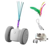 DONGKER Jouet Interactif pour Chat,Souris Automatique Rechargeable par USB avec Lumières LED et Plumes,pour Chats D'intérieur