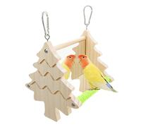 DONGKER Jouet Perchoir pour Oiseaux,Balançoire en Bois avec Miroir Acrylique pour Perruches,Conures,Inséparables et Petits Perroquets,Noël,Exercice de Mastication