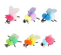 DONGKER Jouets de Rechange en Plumes D'insectes pour Chat,6 Recharges de Baguettes pour Jouets pour Chat avec Cloches,Recharges de Plumes D'insectes pour Jeux D'intérieur pour Chats