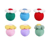 DONGKER Jouets pour Chat Balles,6 Pièces en Forme de Cactus Balles pour Chat,Balles en Corde de Coton de Couleurs Assorties avec Hochets pour Chats D'intérieur,Chaton,Jeu a Mâcher,Grattage