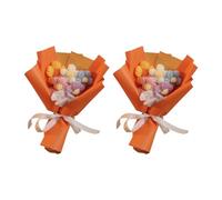 DONGKER Kit de Bouquet de Fleurs au Crochet 2 Pièces - Coloré pour la Saint-Valentin, Décoration de Maison, Célébration, Fête de Noël, Anniversaire