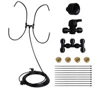 DONGKER Kit de Brumisation pour Ventilateur,Pulvérisateur D'eau Rotatif a 360° pour Terrasse et Jardin,avec Tuyau de 6 M et Tuyau de Guidage de 30 Cm,pour Plupart des Ventilateurs Extérieurs