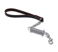DONGKER Laisse de Chaîne pour Chien en Cuir,Laisse de Circulation pour Chien Courte de 21,6 Po avec Crochets en Alliage Métallique Robuste et Ressort Tampon Antidéflagrant pour L'entraînement Marche