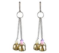 DONGKER Lot de 2 Cloches Suspendues pour Perroquet,Cloches d'escalade,Jouets pour Oiseaux,6 Cloches,Son de Jingle pour Perroquet,Perruche,Calopsittes,Conures et Tourtereaux
