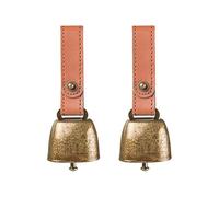 DONGKER Lot de 2 clochettes de collier pour chien et chat, cloches en métal pâturage en cuivre avec sangle bouton en cuir pour dressage d'animaux de compagnie