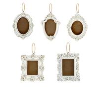 DONGKER Lot de 5 Mini Cadres Photo Vintage en Résine Dorée,Style Baroque,avec Crochets et Corde,pour Décoration de Mariage,Maison,Bureau,Hôtel