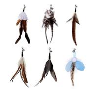 DONGKER Lot de 6 Recharges de Jouets en Plumes de Chat,Accessoire de Rotation de Plumes de Rechange avec Cloches pour Chats D'intérieur,Chaton Jouant au Receveur et Faisant de l'exercice