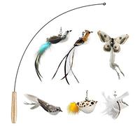 DONGKER Lot de 7 Jouets en Plumes de Chat,Baguette Magique en Plumes de 86,4 cm avec 6 Recharges pour Chatons et Chats