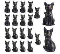 DONGKER Mini Figurines de Chat Noir d'halloween,20 Pièces,Statues Miniatures de Chat Noir en Résine,Décoration pour Scène d'halloween,Maison Miniature,Jardin,Jardinières,Décoration
