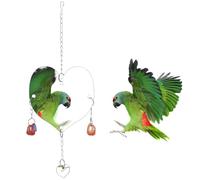 DONGKER Miroir a Suspendre pour Oiseaux,Balançoire a Suspendre avec Crochet et Chaînes pour Calopsittes,Perruches,Inséparables,Pinsons,Canaris et Perruches