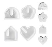 DONGKER Moules en Résine Silicone,Lot de 4 Moules de Coulée en Forme de Demi-Cercle,Cœur et de Maison Fleurie,pour la Création D'objets Artisanaux,Décoration Intérieure et Les Spécimens de Mariage
