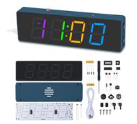 DONGKER Réveil numérique à souder avec 4 Chiffres Multicolores LED - Kit Réveil de Soudure électronique pour débutants, 12H/24H, ℃/℉ avec avec Température, Calendrier et Alarme