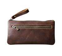 DONGKER Sac a Crayons de Rangement,Étui a Crayons en Cuir a Double Fermeture Éclair pour Les Étudiants Masculins (4,3 * 8,1 ")