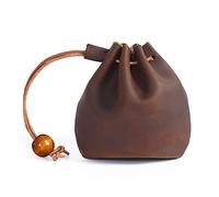 DONGKER Sac a Main Cordon Vintage,Sac a Cordon en Cuir Pochette a Monnaie pour Homme Femme Articles de Centre Commercial Carte Bancaire D'identité