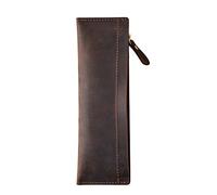 DONGKER Sac a Stylo en Cuir,Sac de Papeterie Rétro,Pochette a Stylo a Glissière,Porte-Stylo en Cuir PU pour Étudiants Hommes d'affaires Bureau Adolescents Adultes Artistes