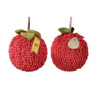 DONGKER Serviette a Main en Boule Pelucheuse,2 Pièces Serviette en Microfibre Chenille Moelleuse avec Boucle de Suspension,Séchage Rapide pour Salle de Bain,Lavabo,Cuisine