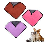 DONGKER Serviettes pour Chiens,3 Pièces en Polaire Corail,Absorbantes et a Séchage Rapide,pour Chiens,Chiots et Chats,pour L'intérieur,L'extérieur et Les Voyages (30 Cm X 30 Cm)