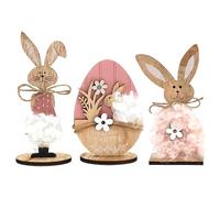 DONGKER Supports Décoratifs Lapins de Pâques,2/3 Pièces,Décoration de Pâques en Bois pour Table,Décoration de Pâques Printanière pour la Maison Ou Le Bureau