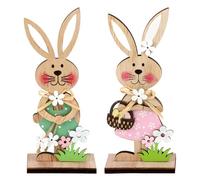 DONGKER Supports Décoratifs Lapins de Pâques,2/3 Pièces,Décoration de Pâques en Bois pour Table,Décoration de Pâques Printanière pour la Maison Ou Le Bureau