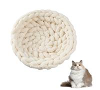 DONGKER Tapis de Couchage Tricoté pour Chat,Coussin Rond Chaud en Chenille a Mailles Épaisses,pour Chats de Petite et Moyenne Taille,pour Les Chatons D'intérieur