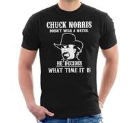 DONGNODQ Chuck Norris Decides What Time It is Men's T-Shirt Manches Courtes(Large)