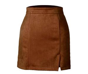 DONGPAO Jupes en daim pour femme - Automne et hiver, marron, 48