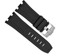 dongriuk Bracelet de montre en caoutchouc fluoré bleu noir pour AP15703 Audemars hommes bracelet de montre bracelet de remplacement de ceinture(Black-silver)