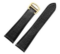 dongriuk Bracelet De Montre En Cuir Véritable Pour Cartier Tank London Solo Cuir De Vache Texturé Litchi(Black-gold,25mm)