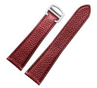 dongriuk Bracelet De Montre En Cuir Véritable Pour Cartier Tank London Solo Cuir De Vache Texturé Litchi(Red-steel,22mm)