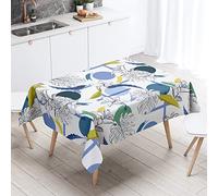 DONGSHAN Fleur Blanche Nappe de Table Anti Tache Nappe Exterieur Imperméable Couverture de Table de pour Cuisine Jardin Fête, Nappe Carrée en Tissu Polyester 140x140 cm