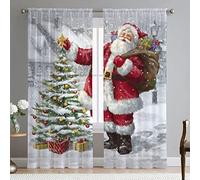 DONGSHAN Rideau Occultant - Rideaux Isolant Thermique a Oeillet - Lot de 2 Rideau Opaques Anti Bruit - pour Salon Chambre Enfant Fenetre - 140x180 cm (L x H) Père Noël