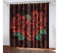 DONGSHAN Rideau Occultant - Rideaux Isolant Thermique a Oeillet - Lot de 2 Rideau Opaques Anti Bruit - pour Salon Chambre Enfant Fenetre - 140x180 cm (L x H) Une Rose