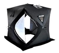 DONGSHUAI Abri De Pêche sur Glace Isolé, Tente Pop-Up pour 3 À 4 Personnes, Cabane De Pêche sur Glace Portable, Grande Cabane À Glace avec Tissu 3 Couches, Sac De Transport Et Porte Zippée