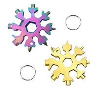 DONGSZQ 2 pièces Outil Multifonction Flocon de Neige 18-en-1,Clé à Neige,Clé à Flocon de Neige en Acier Inoxydable pour Les Voyages Camping Aventure Outils Quotidiens Cadeaux de Noël (Doré+coloré)