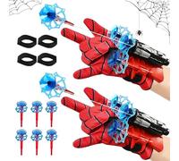 DONGSZQ Lot de 2 Gant de Lanceur Spider, Gant de Cosplay en Plastique pour Enfants+ 6 fléchettes à Ventouse, Jouets de Poignet Lanceur de héros, pour la fête de Cosplay, Jouets éducatifs