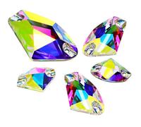 DONGZHOU Lot de 70 pierres strass à coudre - Cristal AB - Dos plat - Forme galactique - Pour couture de pierres - Perles avec 2 trous - Pour vêtements, robe, artisanat, chaussures, décorations DIY