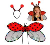 DONGZQAN Costume de Ladybug, pour enfant, avec bandeau et ailes de coccinelle lumineuses, convient pour les événements de carnaval et les fêtes à thème d'animaux