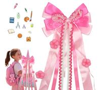 DONGZQAN Nœud pour sacs d'écolier, sacs à sucre, 60 × 20 cm, pour sac d'école, décoration de sacs à sucre, violet clair, kit de bricolage, sac d'école, nœud (rose)