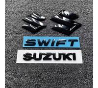 DONHEK Auto Emblèmes pour Suzuki Swift,ABS Lettre Stickers 3D Logo Grille Capot Avant Arrière Emblème Autocollantes D'insigne Autocollant de Rechange Extérieurs Modification, 4-Piece Set (Black)