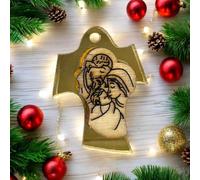 Doni Bomboniere 12 PCS Pendentif Croix Plexiglass Or avec Bois Sainte Famille Cadeau Noël Idées Cadeaux Fermer Paquet DIY Catéchisme Sacré Chrétien Nativité Bon marché DIY Original