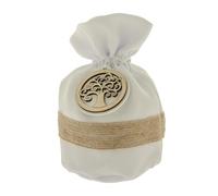 Doni Bomboniere 18 ans anniversaire 12 pcs Sac bicolore blanc et crème avec application arbre de vie Tiranti Idées cadeaux complètes originales bon marché