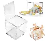 Doni Bomboniere 20 Boite plexiglass Transparent 5x5x5 bonbonnière Contenant dragées Cadeau Mariage invites Anniversaire garçon baptême Fille Enfants Mini vitrine Cube Petit Bonbon Contenant Acrylique