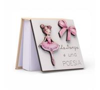 Doni Bomboniere Baptême 1 pcs Porte Post It avec Ballerine Premier Anniversaire Communion Tutu Rose Arc Et Phrase La Danse Est Un Poème sur la Couverture Idées Cadeaux Complètes Originaux Bon Marché